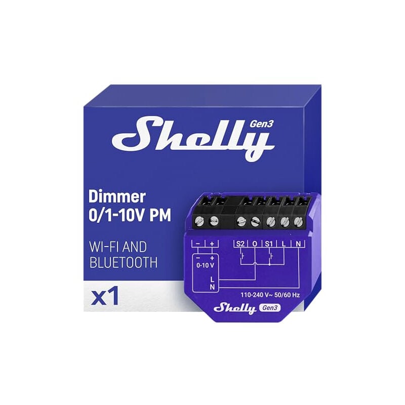 Shelly - variateur d'intensité 0/1-10 v pm GEN3 - contrôleur d'intensité intelligent wi-fi & bluetooth avec mesure du courant co