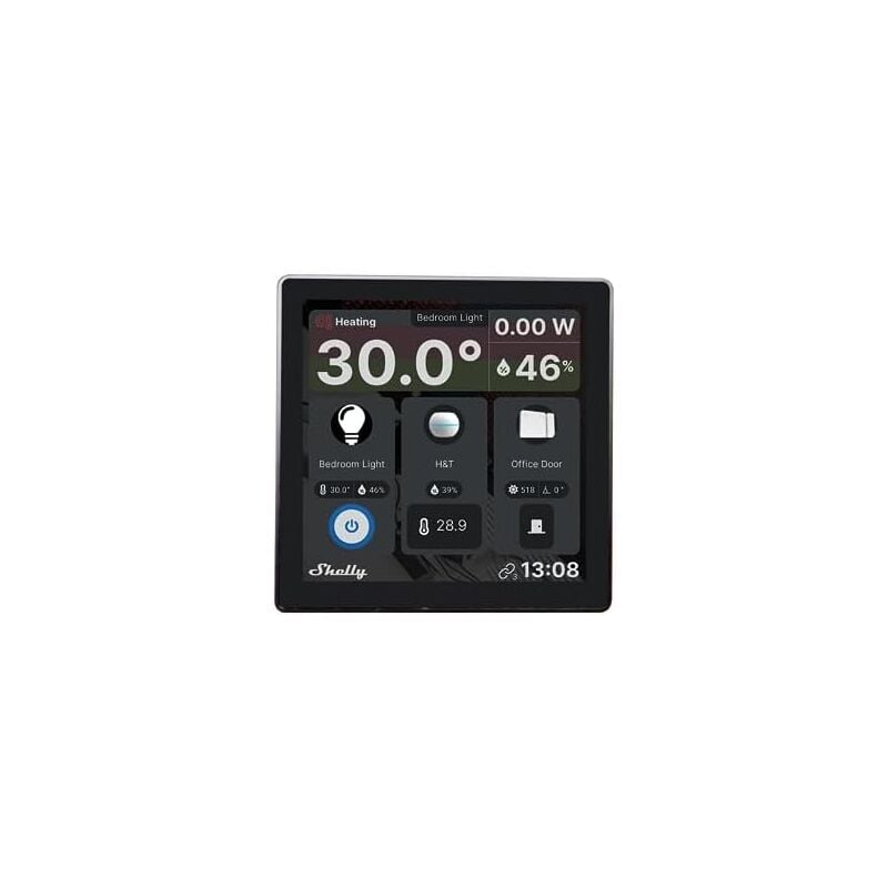 Shelly - Wall Display Black WiFi & Bluetooth Panel De Control Smart With Integrated De 5 a Switch And De Colour Display Home Automation iOS Android