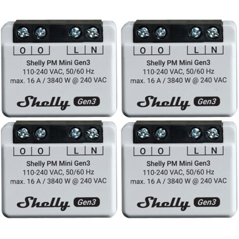 SHELLY Wattmètre Wi-Fi Plus PM Mini Gén.3, blanc, 4 pièces