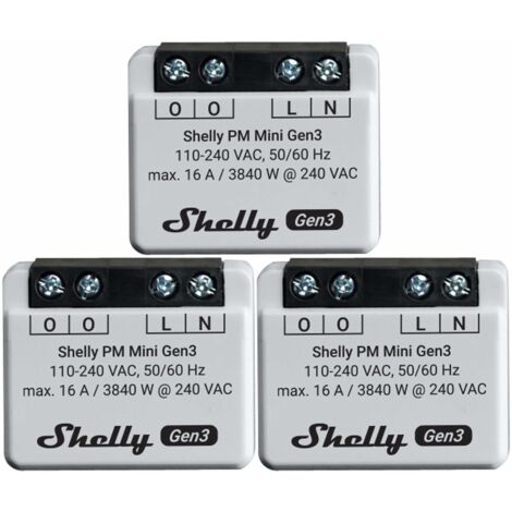 SHELLY WLAN-Leistungsmesser Plus PM Mini Gen.3, weiß, 3 Stück