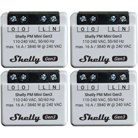 SHELLY WLAN-Leistungsmesser Plus PM Mini Gen.3, weiß, 4 Stück