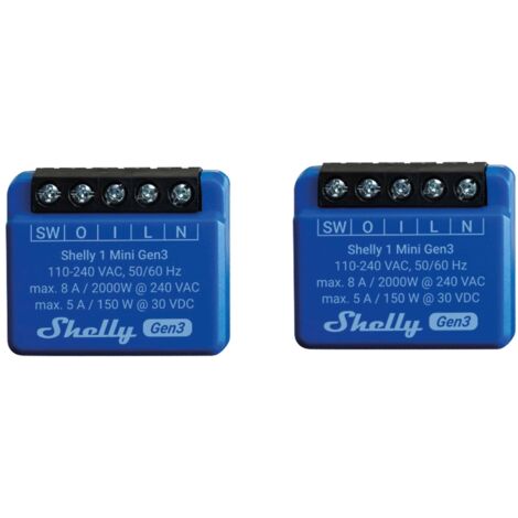 SHELLY WLAN-Schaltaktor 1 Mini Gen 3, blau, 2 Stück