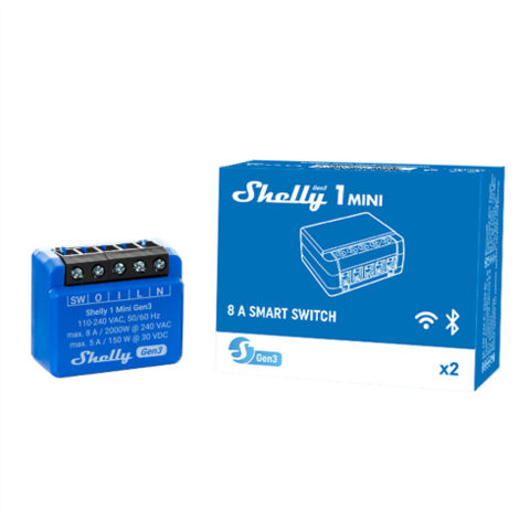 SHELLY WLAN-Schaltaktor 1 Mini Gen 3, blau