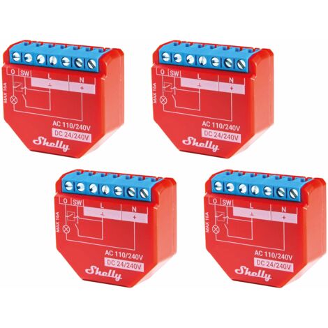 SHELLY WLAN-Schaltaktor Plus 1PM, 16 A, Bluetooth, 4 Stück