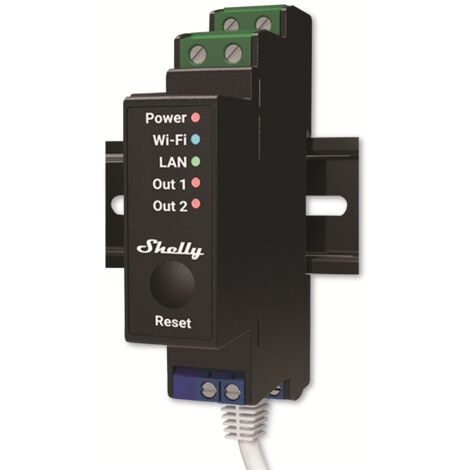 SHELLY WLAN-Schaltaktor Pro 2PM, 25 A, LAN-Anschluss, Bluetooth, Messfunktion