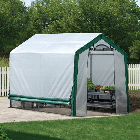 Shelter Logic Foliengewächshaus, 4,32 m², weiß / grün, 180 x 240 x 200 cm (L x B x H)