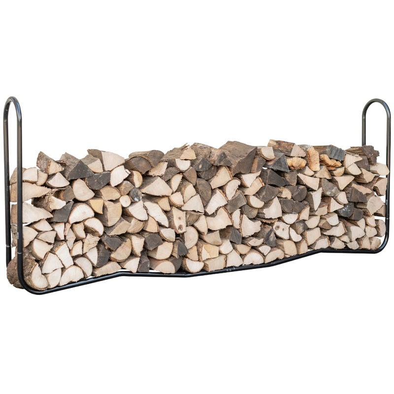 Shelterlogic - acier Étagère à bois de cheminée Stockage de bois noir 25x244x99 cm