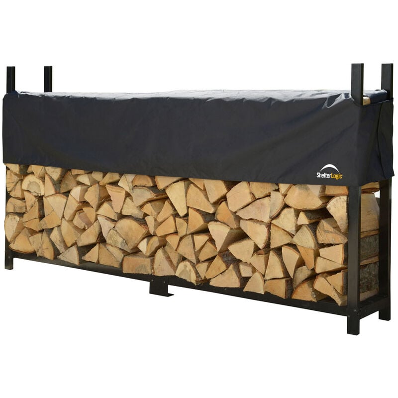 Shelterlogic - tagère à bois en acier avec couvercle Noir