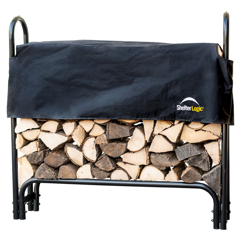 Shelterlogic - Stahl Kaminholzregal Inkl. Abdeckung Schwarz 126x25x118 Cm