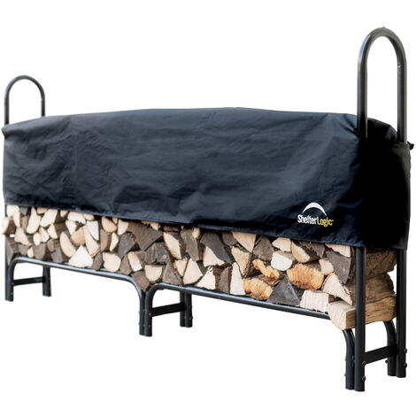 ShelterLogic Stahl Kaminholzregal inkl. Abdeckung  Schwarz  244x25x118 cm