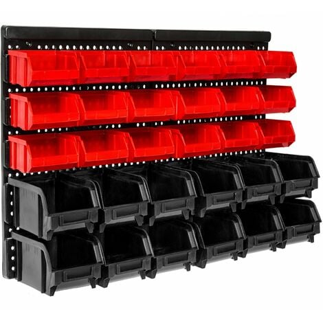 NO BRAND Shelving Storage Boxes - rack for small parts, 30 compartments, 12 large, 18 medium - small storage boxes, small plastic storage boxes, storage rack