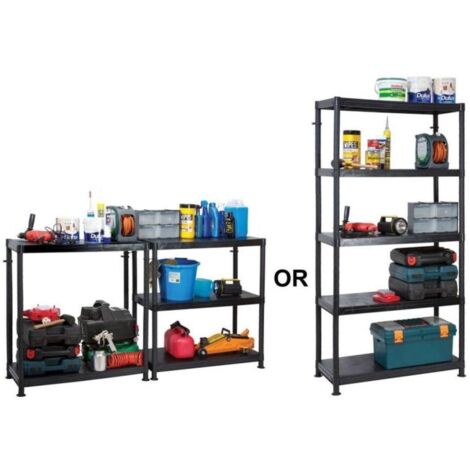 Shelving Unit 90cm Self Assembly Plastic Five Shelf Garland