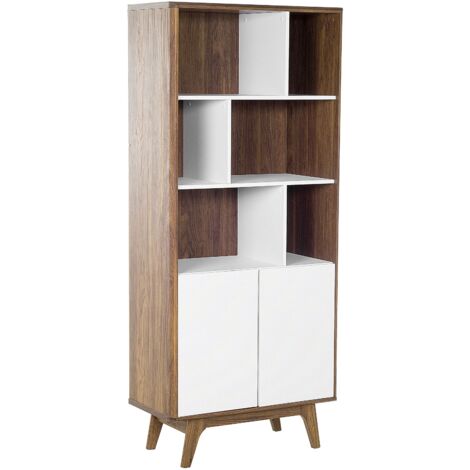 Shelving Unit COLUMBUS 182 cm Brown/ White