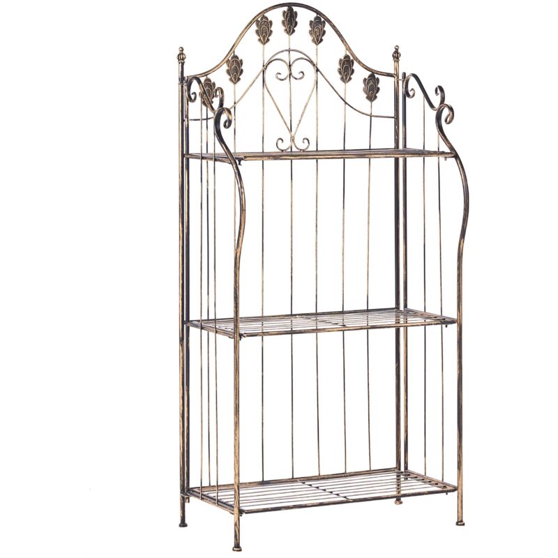 Beliani Plant Shelf Metal Black Shelves Garden Freestanding Outdoor Indoor Bathroom Garden Storage Visano