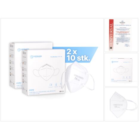 Shengang 20x FFP2 Masque certifié CE conforme aux normes pharmaceutiques protection de la bouche, du nez et de l'haleine 5-Plis ISO9001:2015 / EN149 2001 A1:2009
