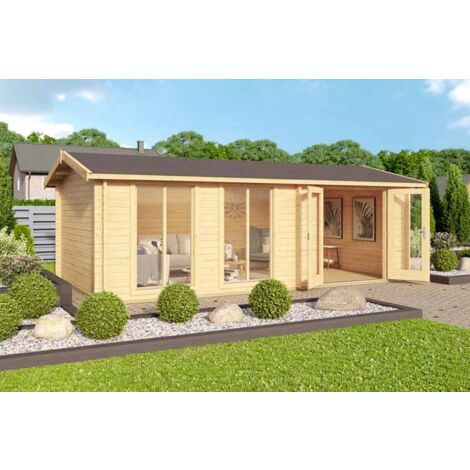 Shetland-Log Cabin, Wooden Garden Room, Timber Summerhouse, Home Office - H245 cm