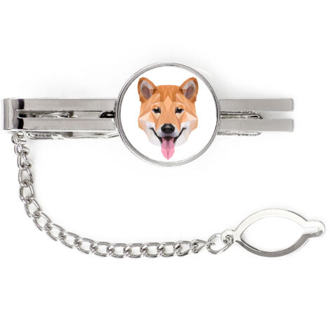 Shiba Inu - fermacravatta geometrico con foto e scritta Art-Dog