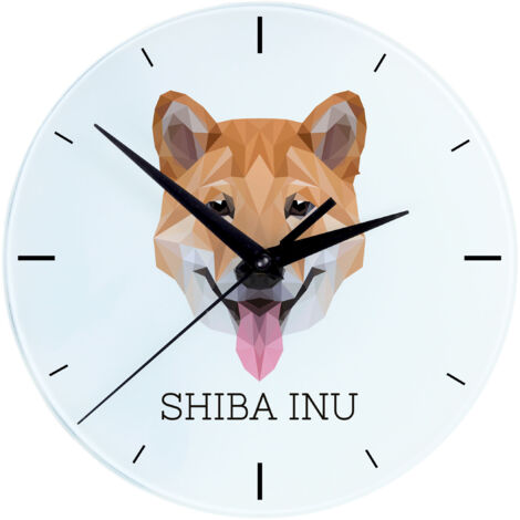 Shiba Inu - geometrische Wanduhr mit Foto und Aufschrift von Art-Dog