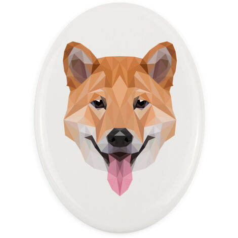 Shiba Inu - un piatto con una foto e un'iscrizione geometrica di Art-Dog