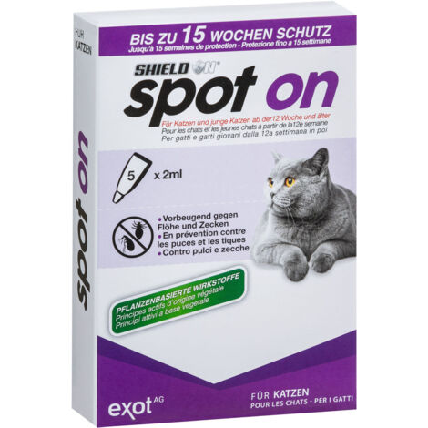 ShieldOn Spot On Floh- und Zeckenschutz für Katzen - 5 x 2 ml
