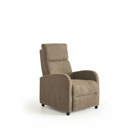 SHIITO - Sillón reclinable con reposapies , sillón relax mecanismo push back modelo BOMBÓN en color tostado