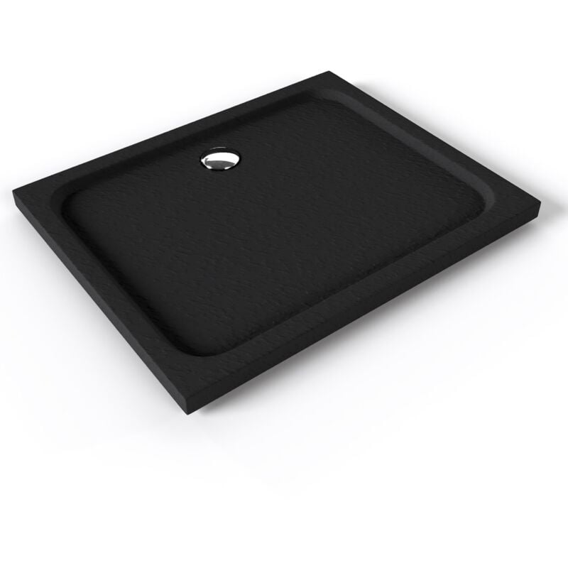 Shimmer stone Receveur de douche 80 x 100 cm acrylique Noir effet pierre + bonde et siphon inclus - Salle de bain