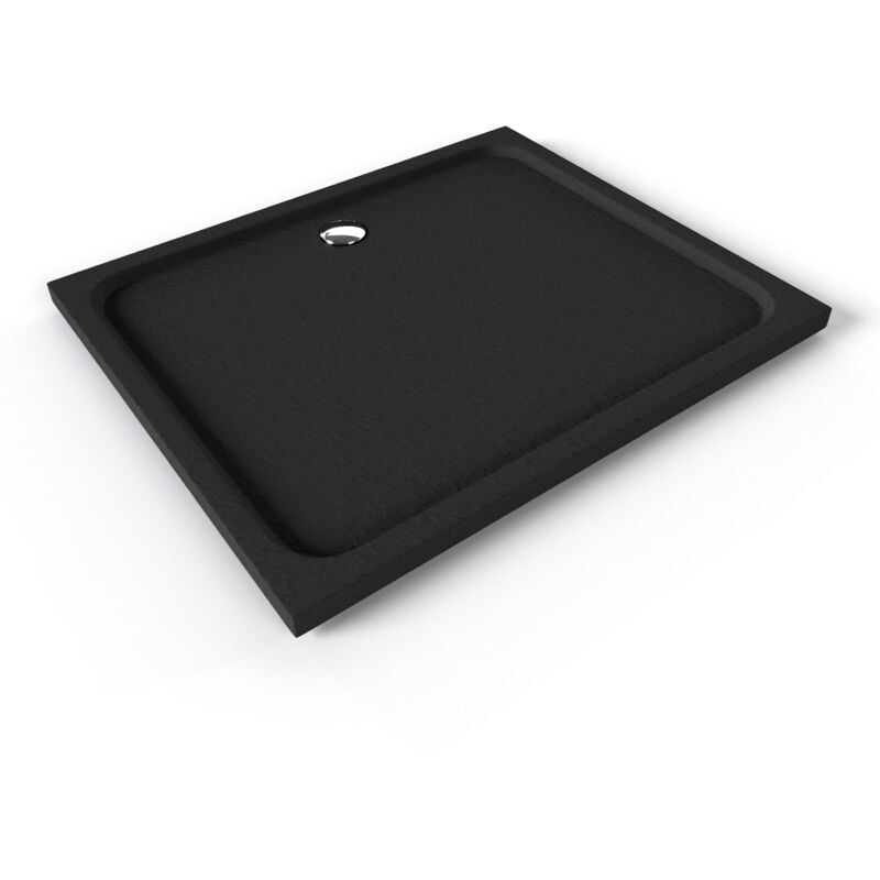 Shimmer stone Receveur de douche 100 x 120 cm acrylique Noir effet pierre + bonde et siphon inclus - Salle de bain