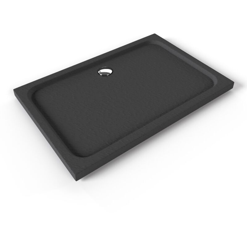 Shimmer stone Receveur de douche 80 x 120 cm acrylique Gris effet pierre + bonde et siphon inclus - Salle de bain