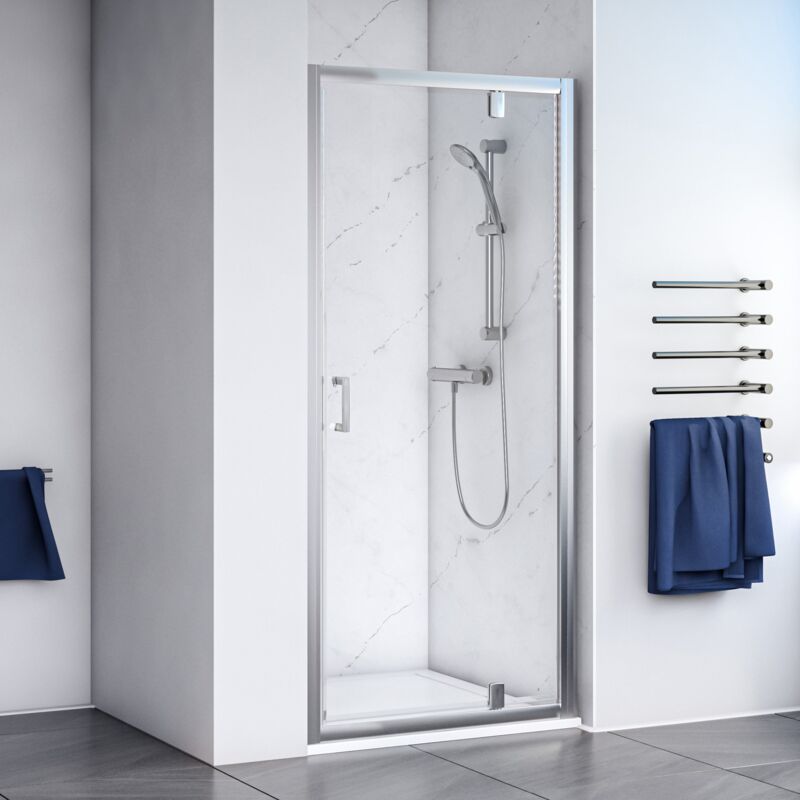 Shine 6 Pivot Shower Door 800mm Wide - 6mm Glass - Aqualux