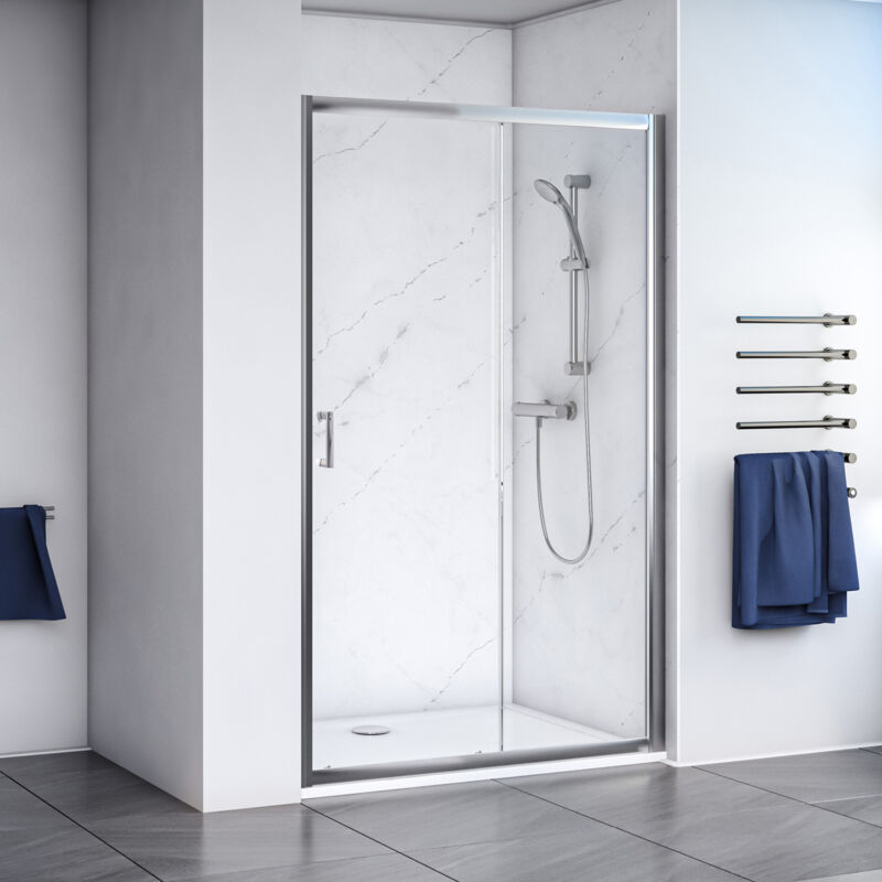 Shine 6 Sliding Shower Door 1000mm Wide - 6mm Glass - Aqualux