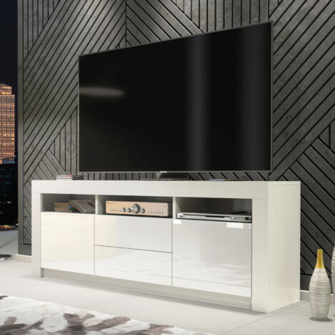 Shine TV Unit 160cm - White with Gloss Doors