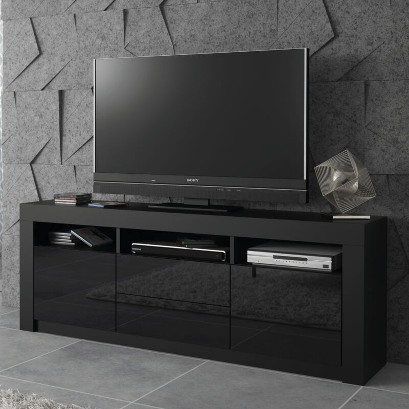 Creative Furniture - Shine tv Unit - Black with Gloss Doors - 160cm