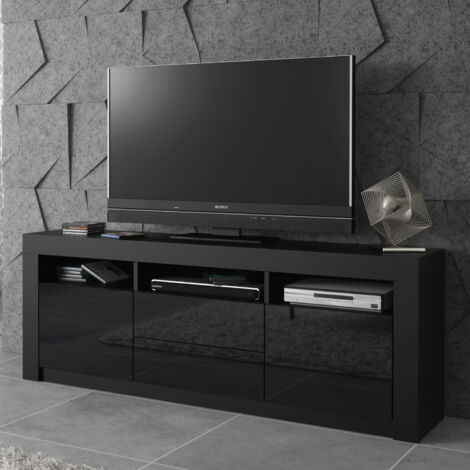 Shine TV Unit - Black with Gloss Doors - 160cm