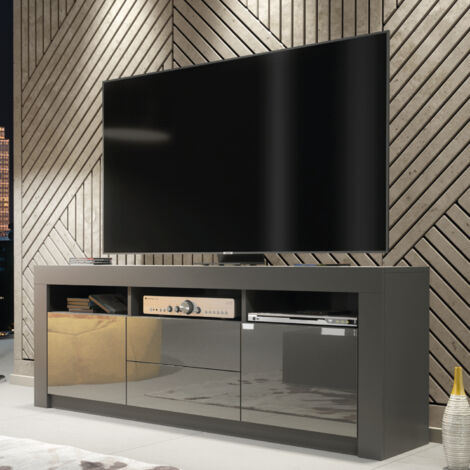 Shine TV Unit - Dark Grey with Gloss Doors - 160cm