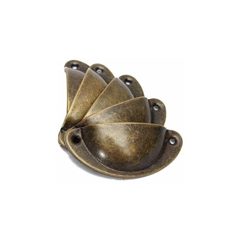 10pcs Poignée de Coquille Vintage pour Tiroir Armoire Meuble Cuisine, Fer Incurvé Bouton de Porte de Placard Retro 8,2 cm x 3,5 cm Laiton Antique