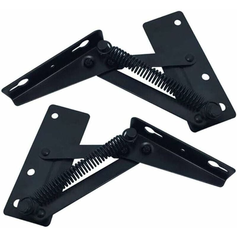 2 pièces support de levage pliable à 80 degrés, charnières à ressort noires sont largement utilisées dans les poussoirs de charnière de canapé,