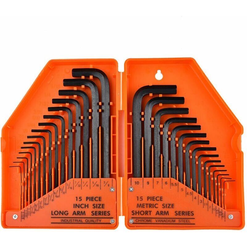 Shining House - 30 pièces Clés hexagonales, Jeu de Clé, Jeu de Clés Allen métriques / pouces, professionnelles compact clés 6 pans creux, Jeu de clés