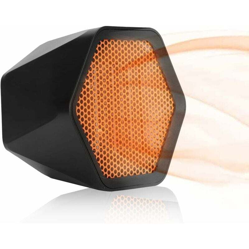 600W PTC Mini Radiateur soufflant 600W, Chauffage d'appoint Mobile Verticale, Thermostat, 2 Réglages de Température, protection contre les la