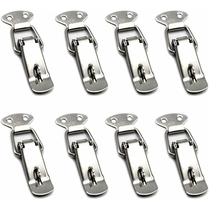 8 Pièces Fermeture a Levier Fermeture à Ressort Loquet Bascule en Acier Inoxydable Pour Coffre à Outils,Tiroir,Armoire et Coffre - Silver