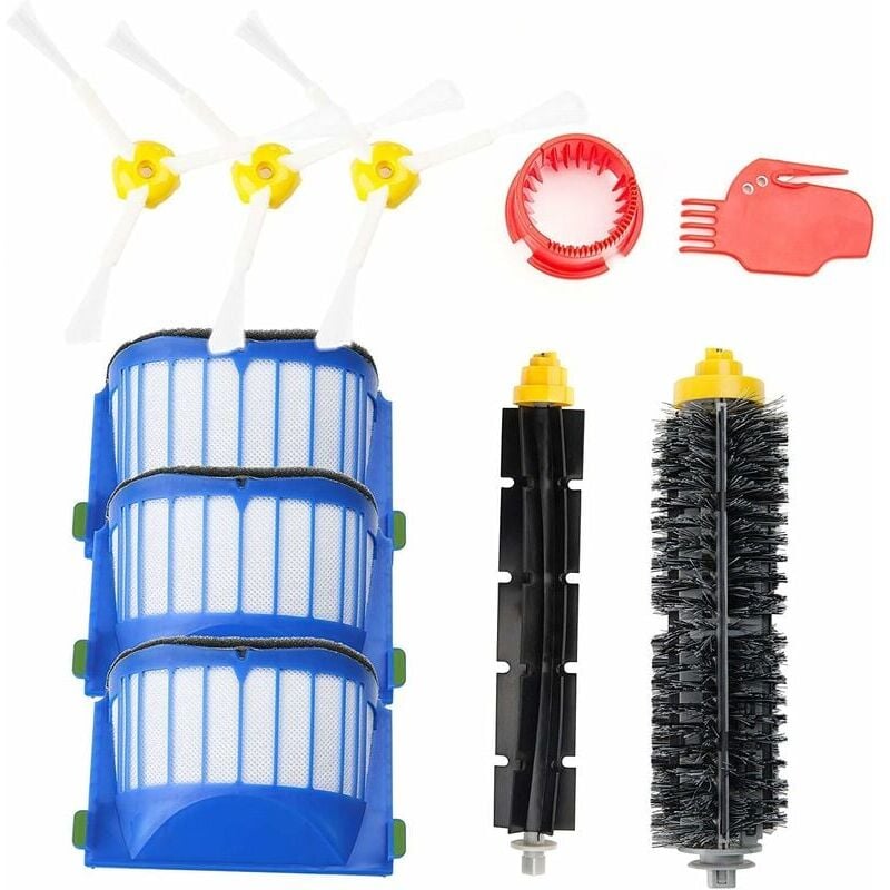 Accessoire pour iRobot Roomba Série 600 Kit d'entretien avec Brosses & Filtres pour，kit de Recharges pour Roomba Série 600 605 610 612 615 620 630