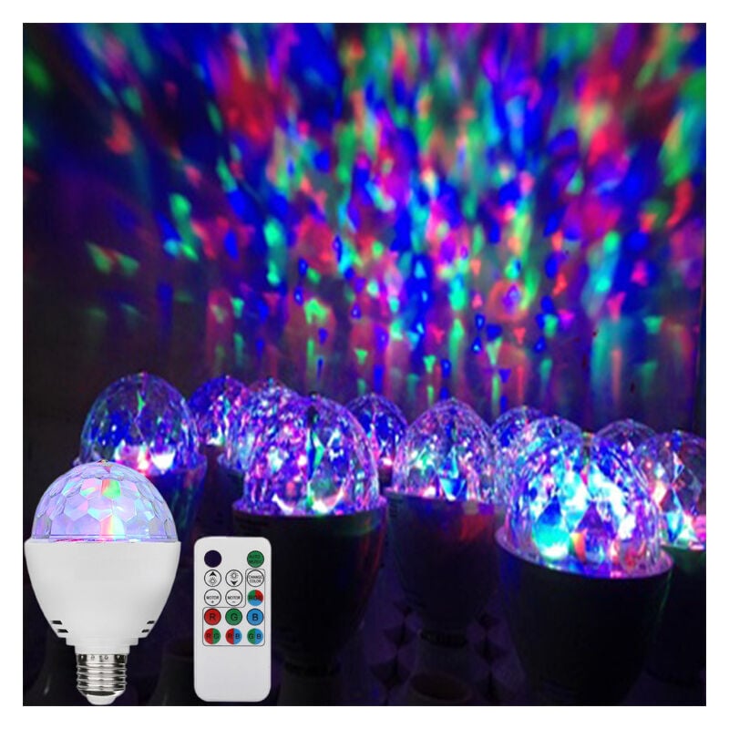 Shining House - Ampoule led 220 v en forme de boule disco rotative usb multicolore rgb pour discothèque, karaoké, fête, scène, 8 x 8 cm (Blanc)