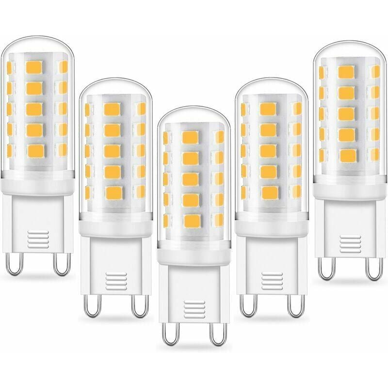 Ampoule led G9 5W, Equivalent 40W , Blanc Froid 6000K, 220-240V, 360° angle de faisceau,NON-Dimmable, Pack de 5