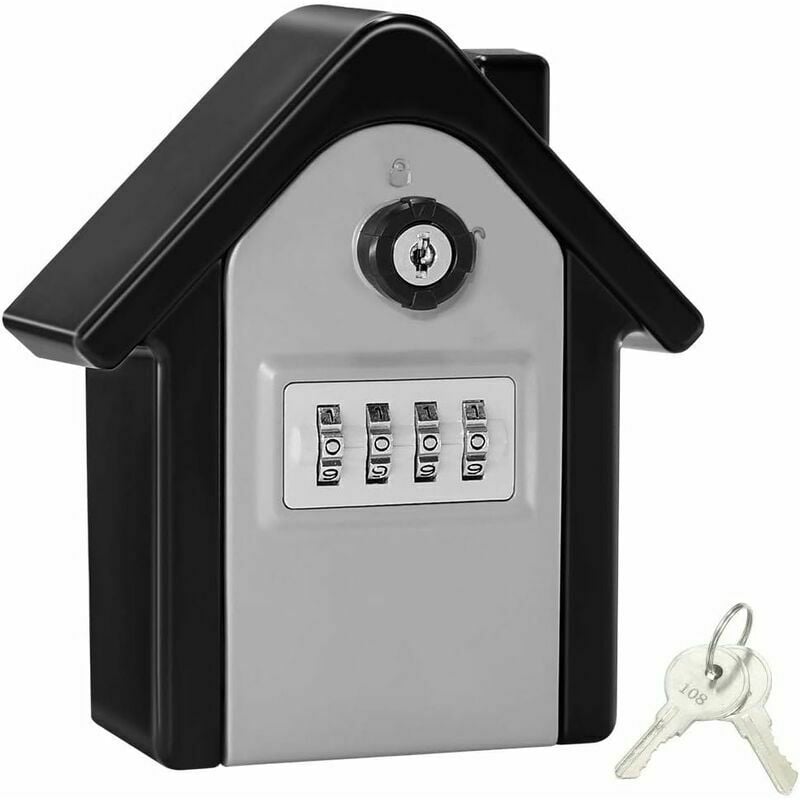 Boite a Cle Securisee Mural Boite a Clé avec Code Numérique & Clés d'urgence, Grand Key Safe Box Format xl Coffre a Clef Extéri pour Maison, Bureau,