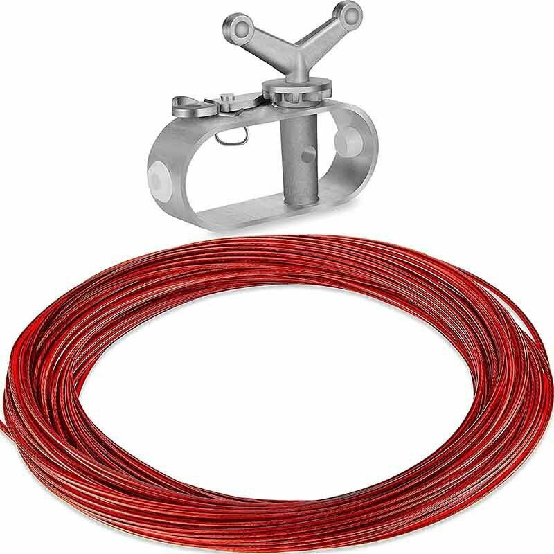 Shining House - Câble de Serrage avec tendeur pour bâche Piscine Kit 3 Treuil + Filet (150ft) - red