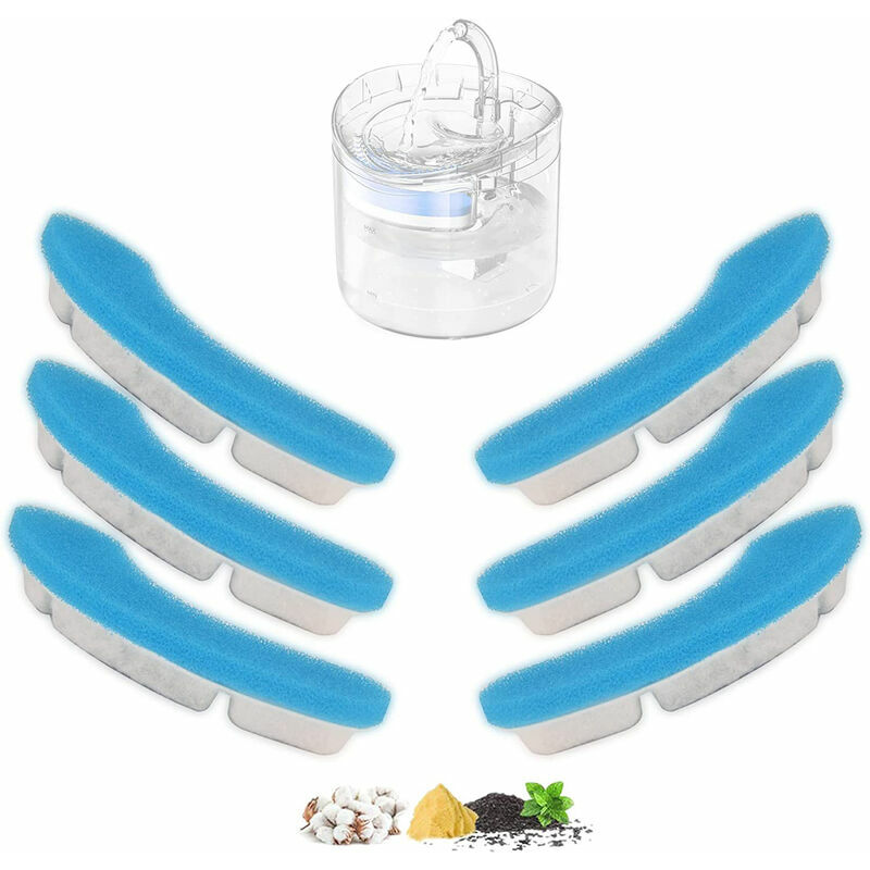 Filtre Fontaine a Eau pour Chat Améliorés Filtre Fontaine Eau Chat à Quadruple Action Filtres Remplacement 6 pcs pour Fontaines à Eau pour Chats et