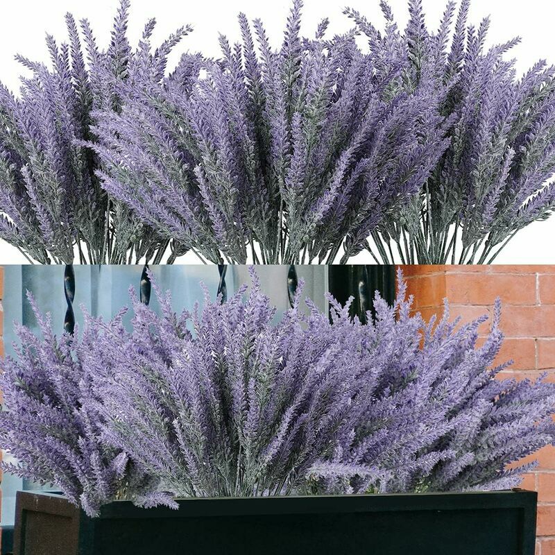 Fleurs artificielles Lot de 8 fausses plantes artificielles en plastique pour centre de table,cuisine,jardin,ferme (Violet) - purple