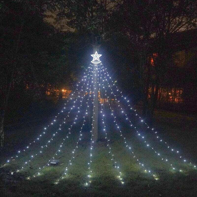 Guirlande Lumineuse pour l'Extérieur- Guirlande Lumineuse Exterieure avec 9 Guirlande Lumineuse 350 led , pour Sapin Noel Artificiel Blanc froid
