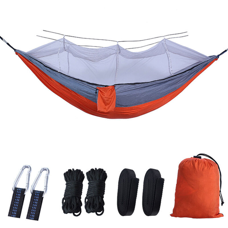 Hamac de Voyage Camping 260 x 140 cm - Hamac 2 Places ou Simple avec Moustiquaire,Hamac Suspendu,Hamac Ultra-léger,Hamacs de jardin,Kit de Survie,Sac