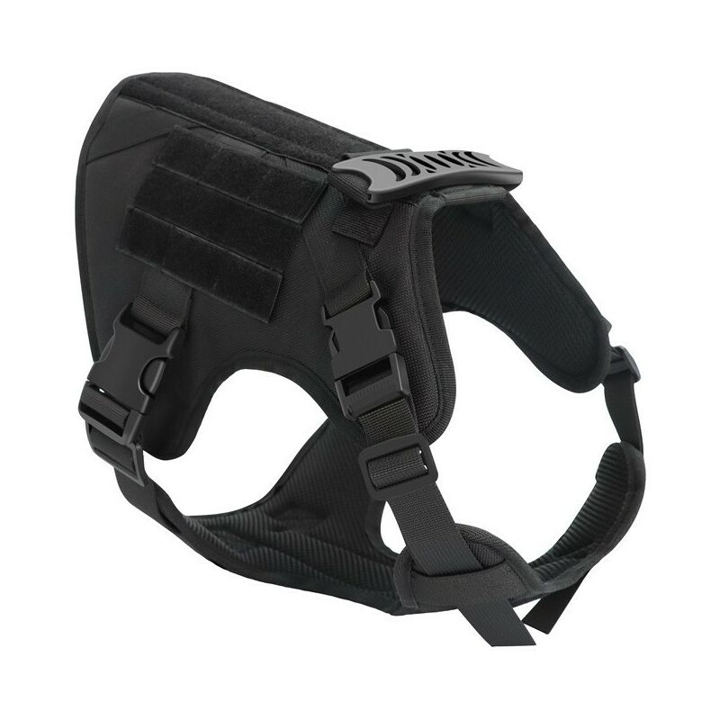 Harnais tactique noir XL pour chien, gilet à boucle pour chien de travail militaire, harnais pour chien d'entraînement militaire sans tension avec
