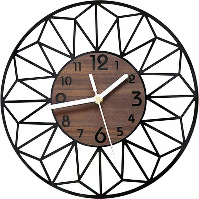 Shining House - Horloge Murale Bois Acrylique 40cm Horloge Murale Silencieuse sans Tic-Tac Salon Chambre Cuisine Bureau Grande Pendule Murale Bois